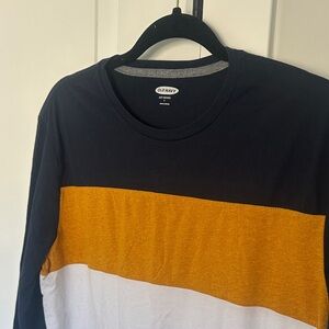Old Navy Men's Color Block Long Sleeve Tee - Navy, Mustard, White